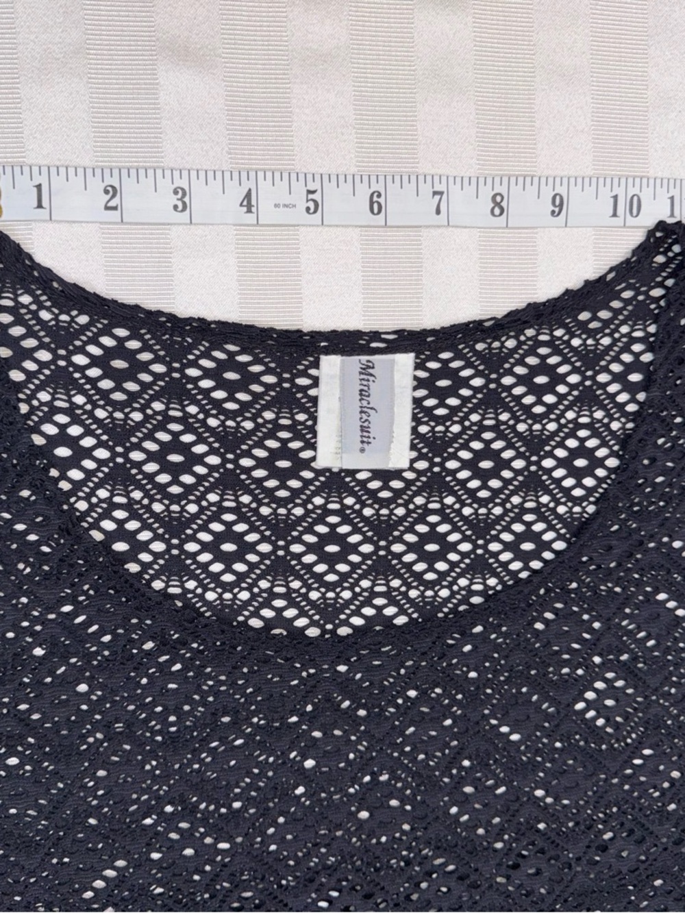 Miraclesuit Black Sheer Mesh Swim Cover-Up Tunic Dress Sz XL 3/4 Sleeves - Picture 13 of 14